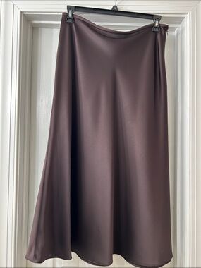 ANTONIO MELANI Satin A-Line Skirt in Chocolate Brown